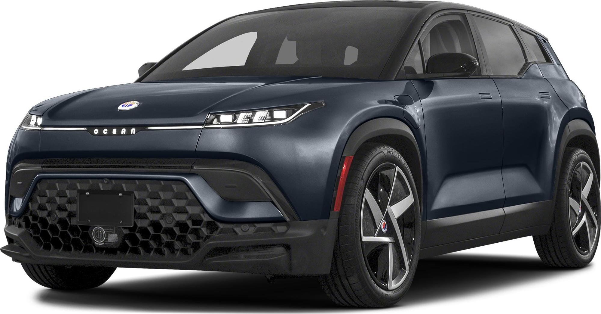 Front view with LED headlights and hexagonal grille design