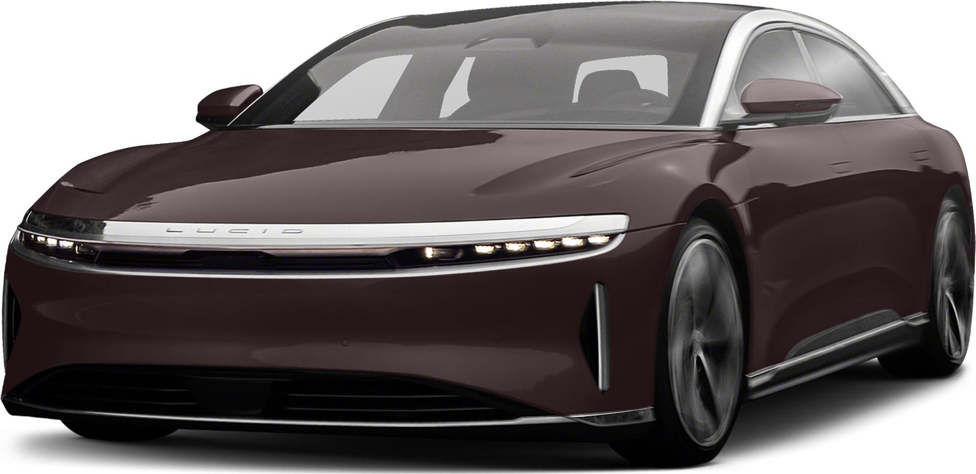 Sleek electric sedan with integrated LED light bar and aerodynamic body design