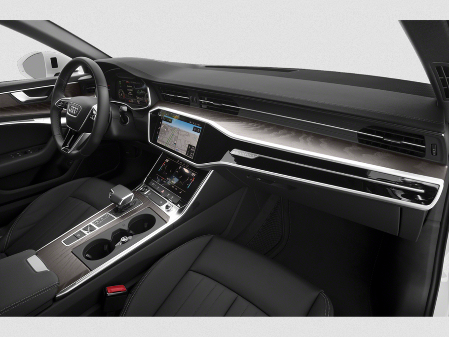 Luxury car interior with digital displays and sleek dashboard design
