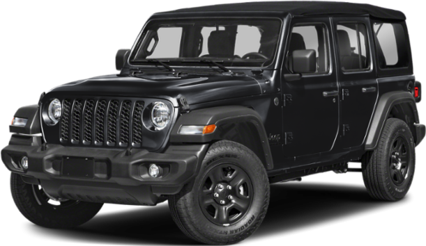 Black four-door SUV with distinct front grille and off-road tires