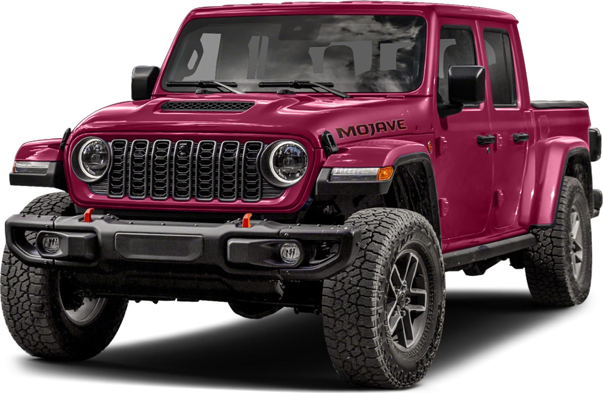 Front view of rugged off-road pickup with Mojave decal and aggressive tires