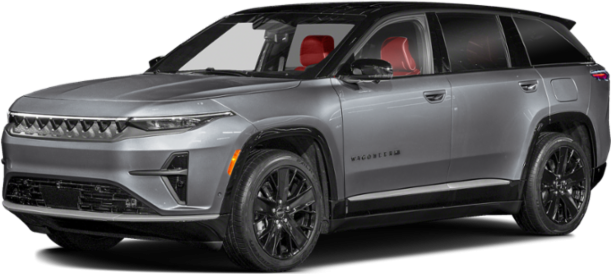 Silver SUV exterior with striking red interior seats