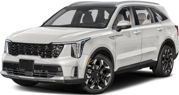 Front quarter view of white midsize SUV with modern design