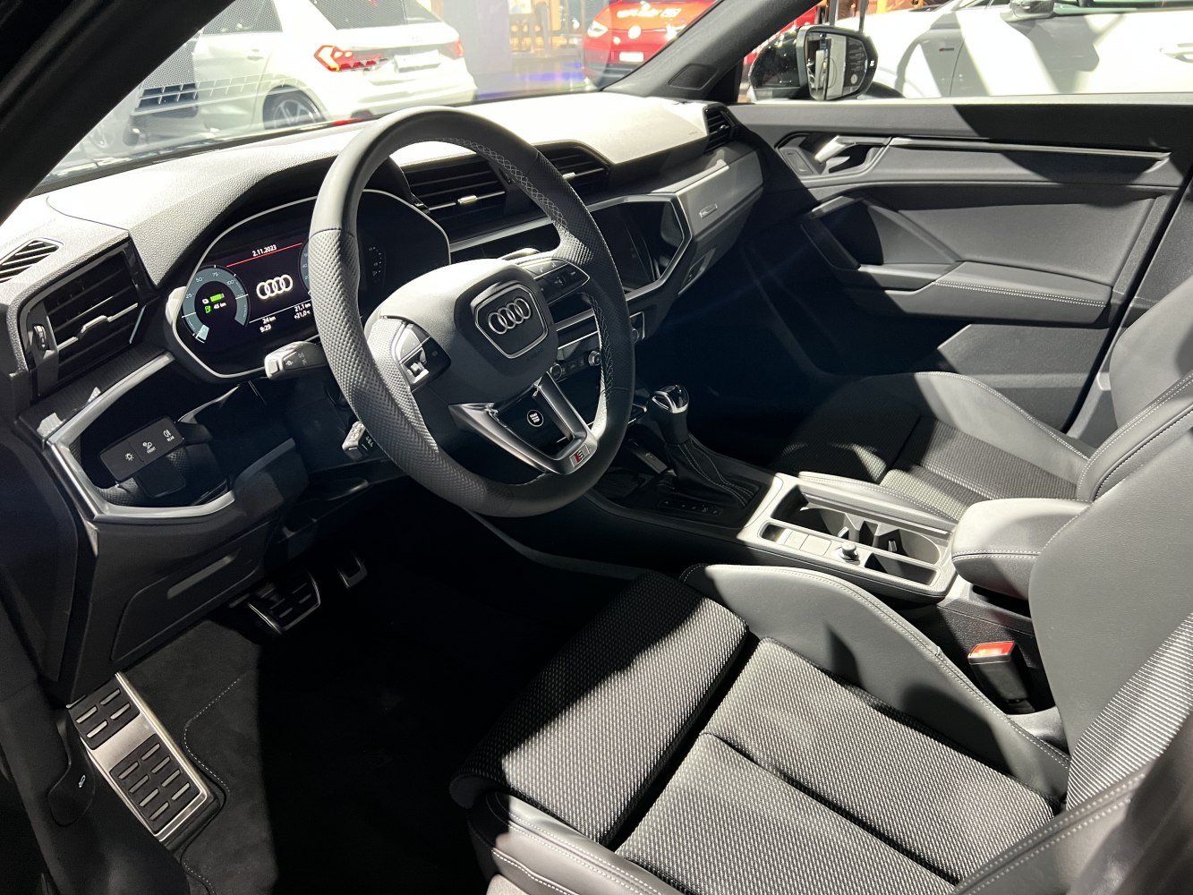 Digital cockpit and multifunction steering wheel in modern premium interior