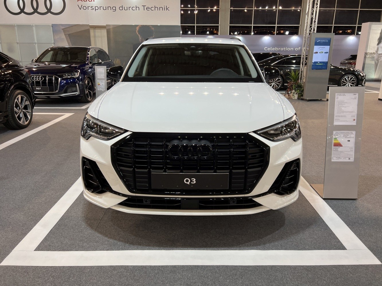 Front view with bold grille and sleek headlights