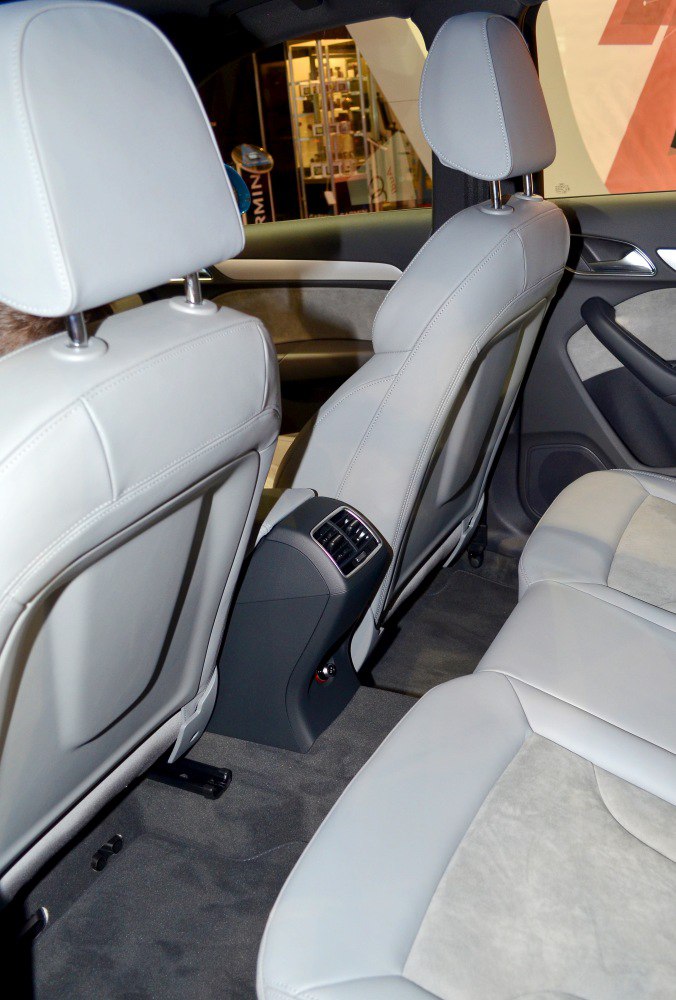 Rear seat interior with leather upholstery and rear air vents