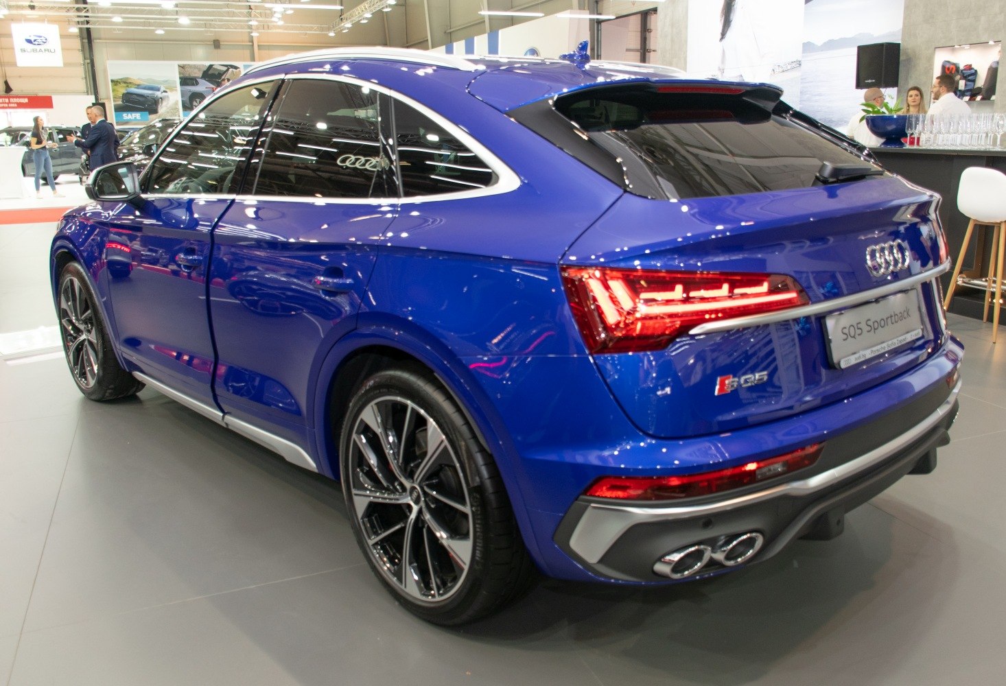 Rear design with LED tail lights and quad exhaust tips