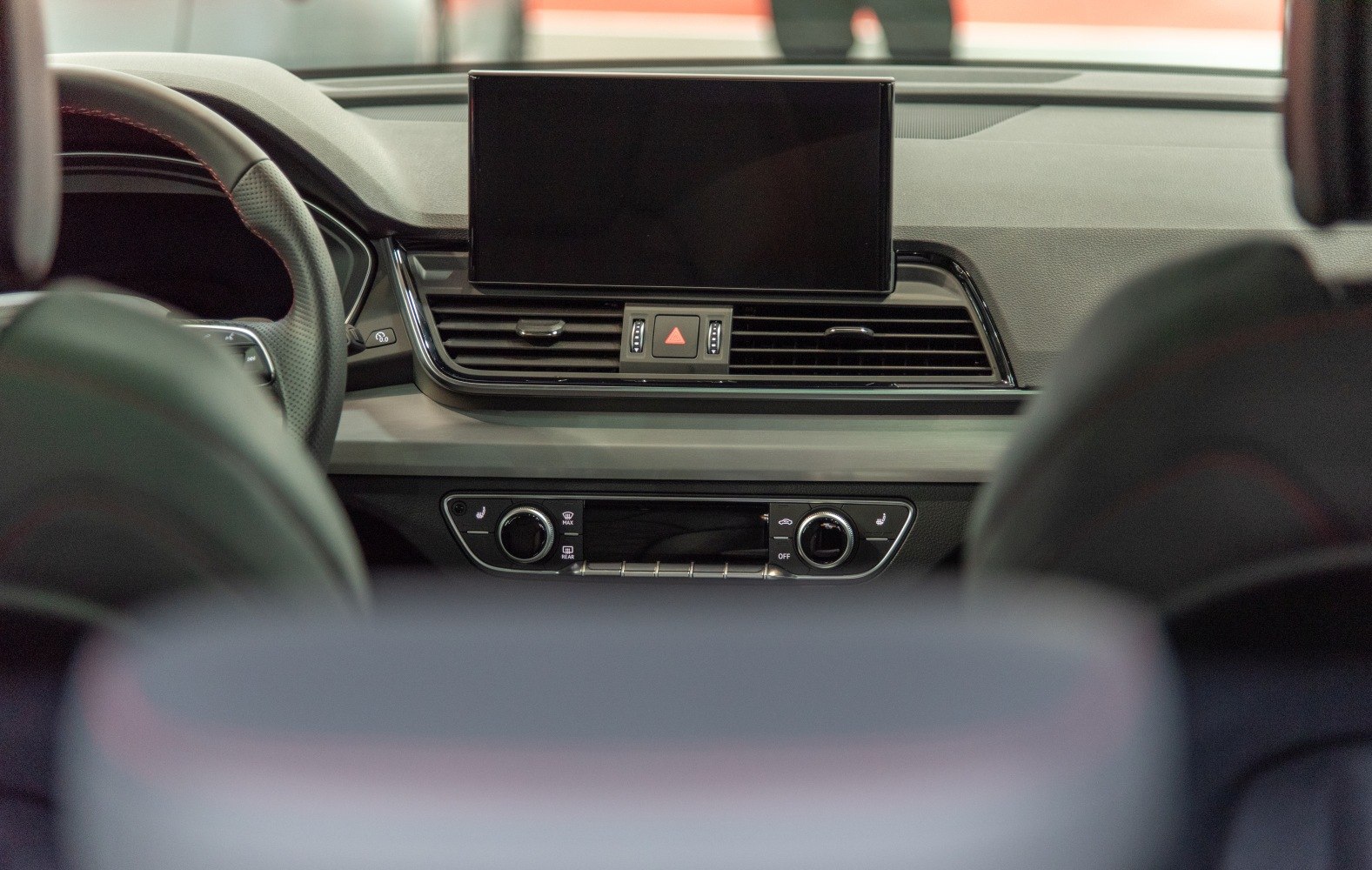 Large infotainment screen and dual-zone climate control panel