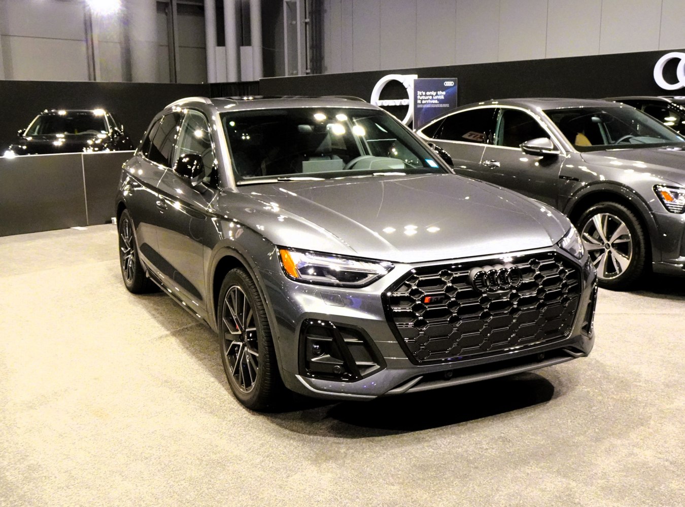Honeycomb grille and LED headlights on a sleek modern SUV