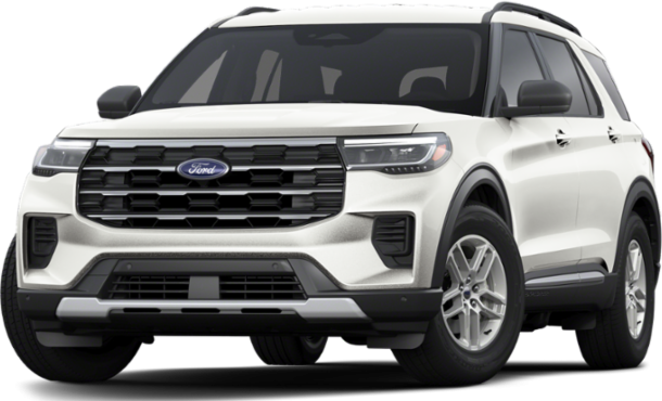 White SUV front view with LED headlights and large grille