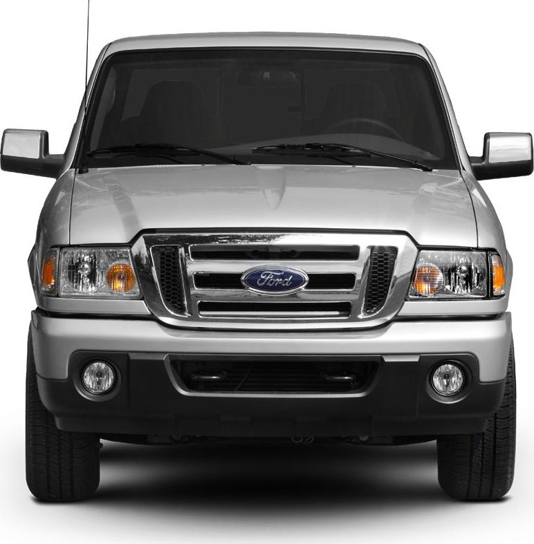 Front view of a pickup with grille, headlights, and fog lamps