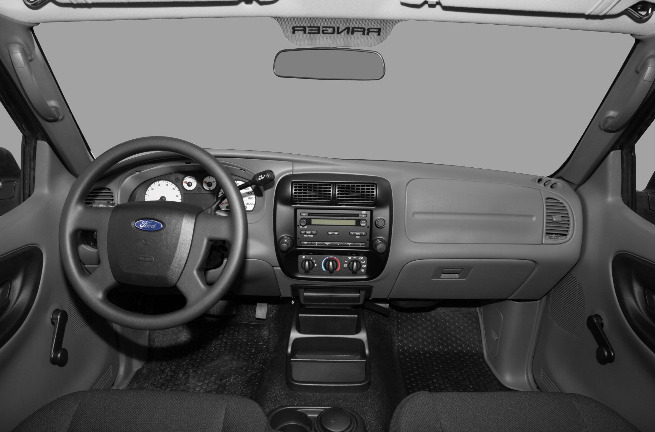 Dashboard, steering wheel, manual window controls
