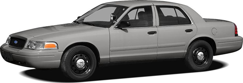 Side profile of a sedan with police spotlight and steel wheels