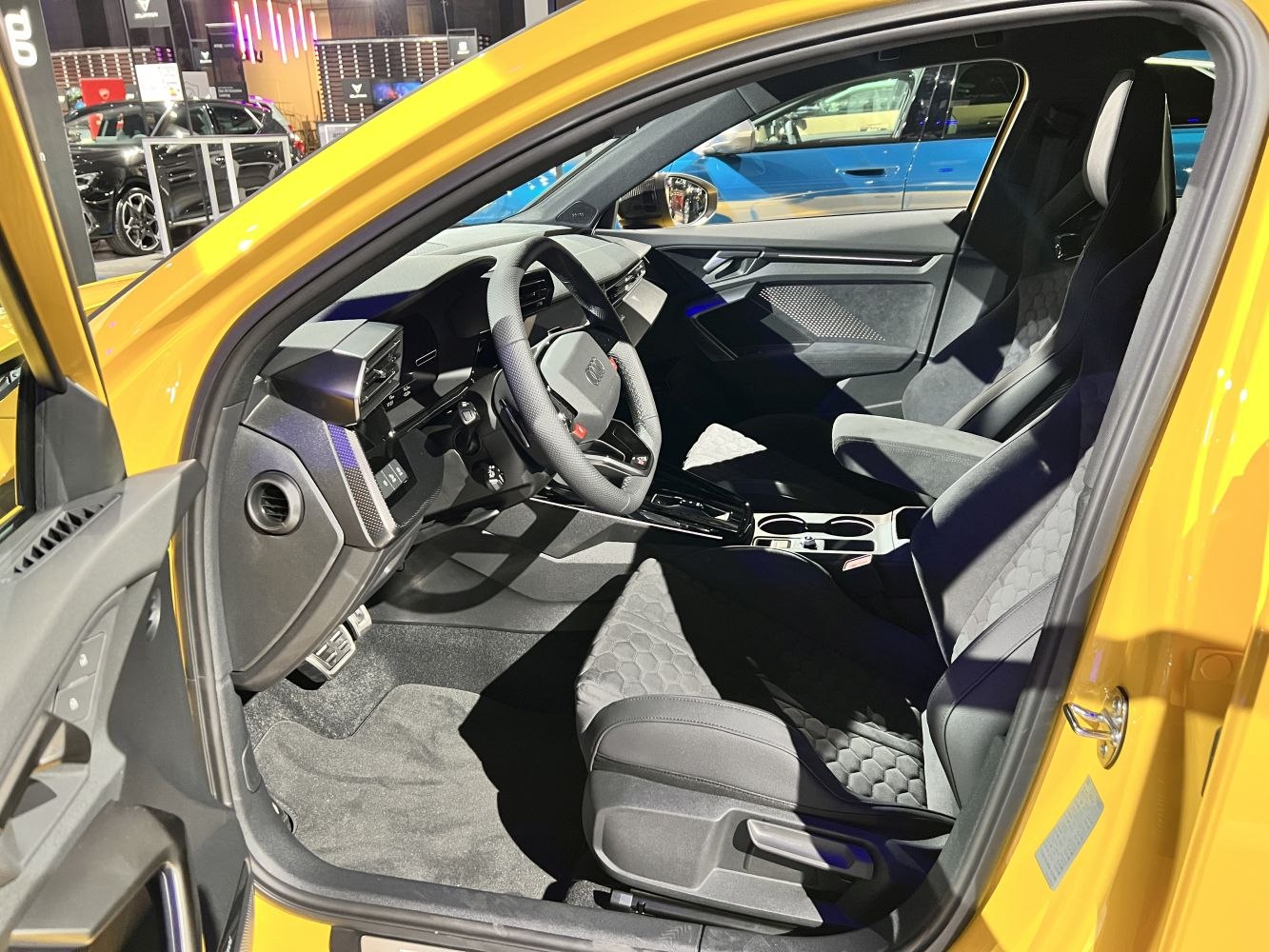 Modern car interior with premium seats and digital dashboard