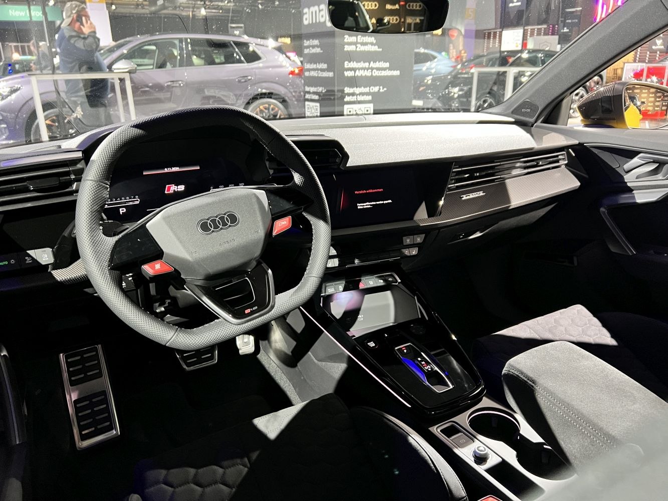 Audi digital cockpit and sporty steering wheel with control buttons