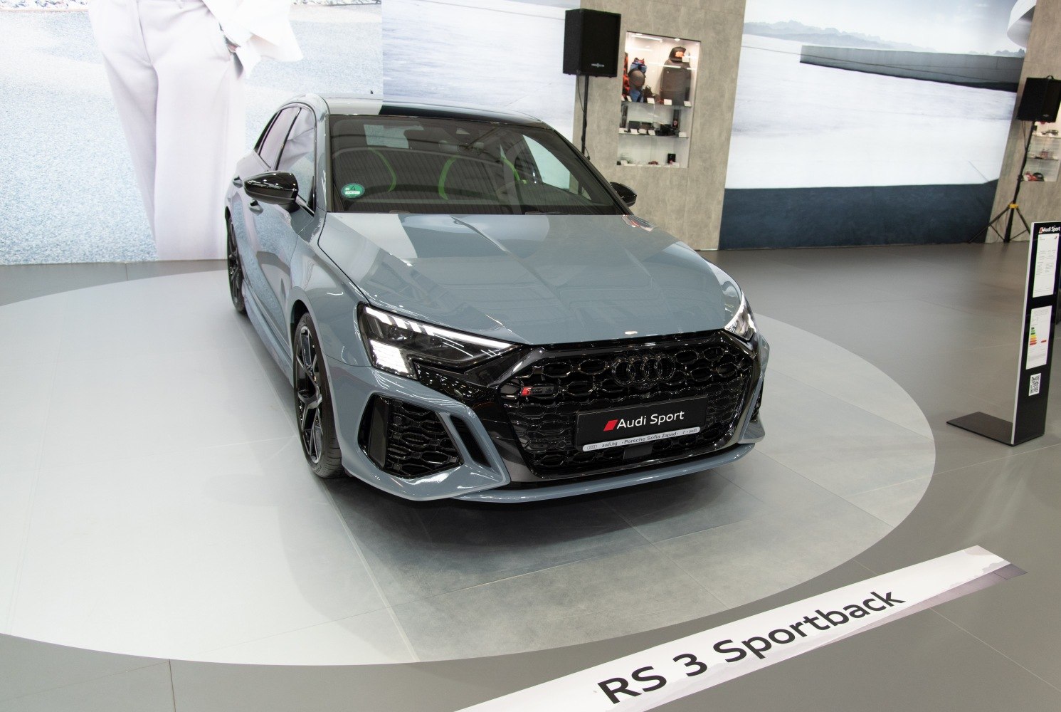 Aggressive front end with black honeycomb grille and LED headlights