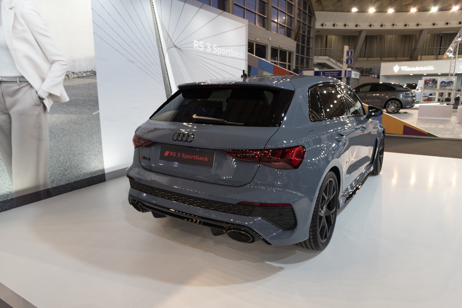 Rear hatchback with LED taillights and dual exhaust outlets