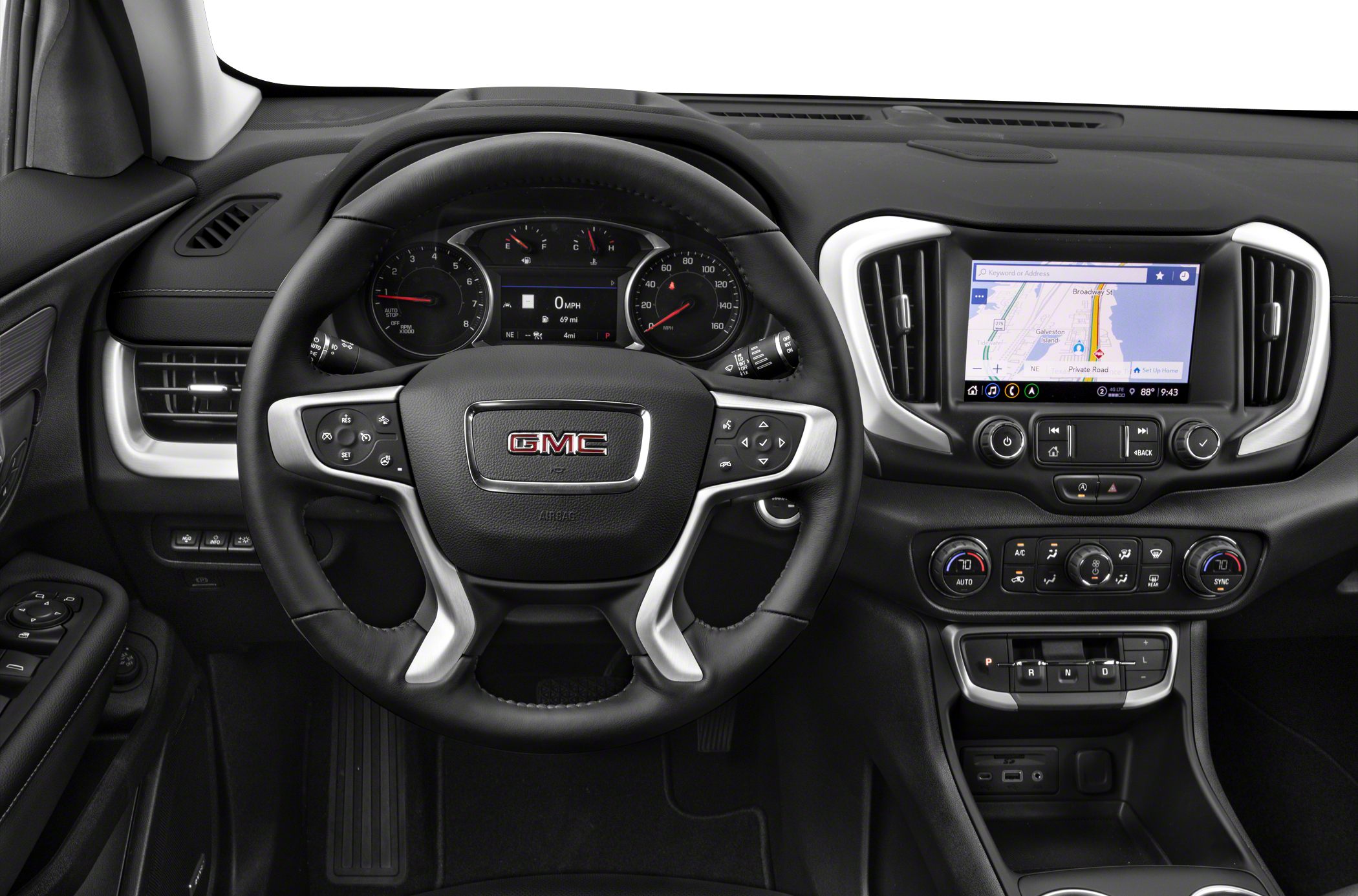Digital instrument cluster and central infotainment touchscreen with modern dashboard.