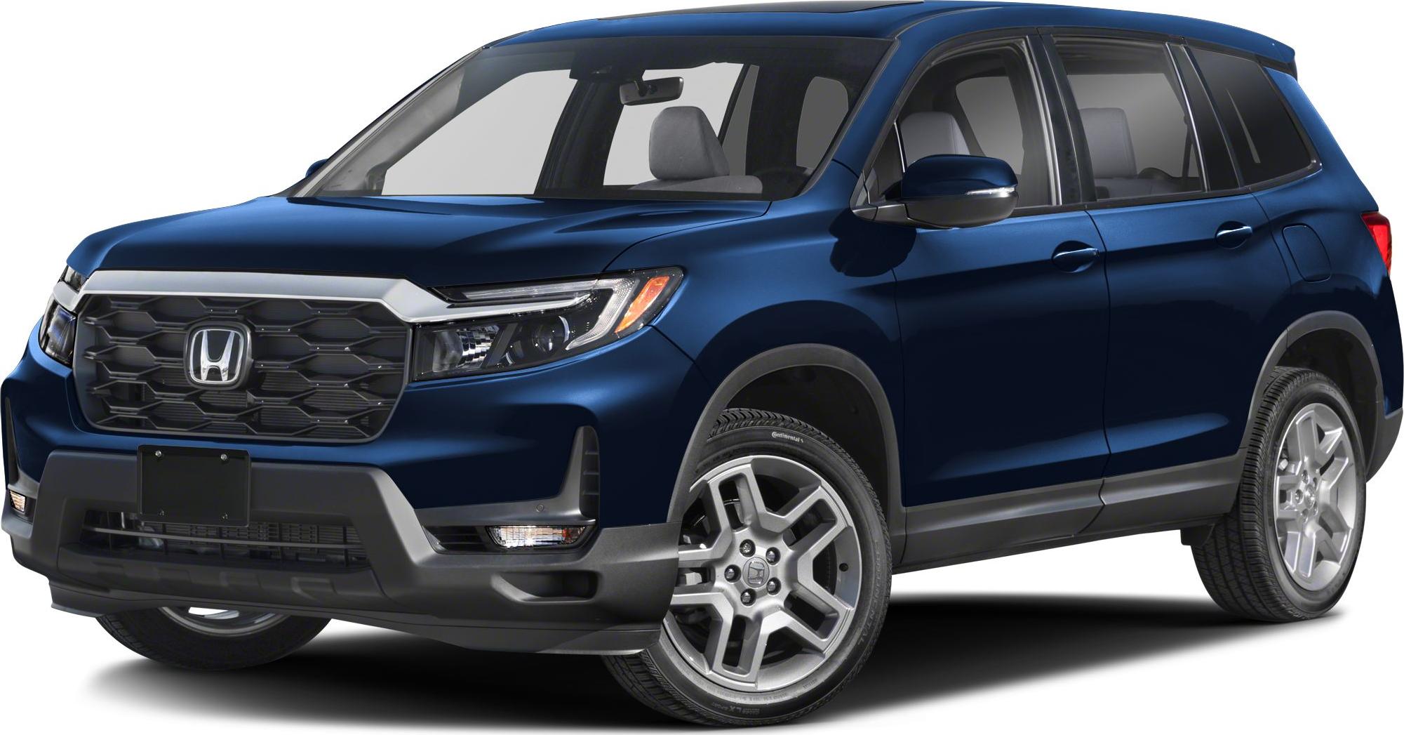 SUV front view with bold grille and sleek LED headlights