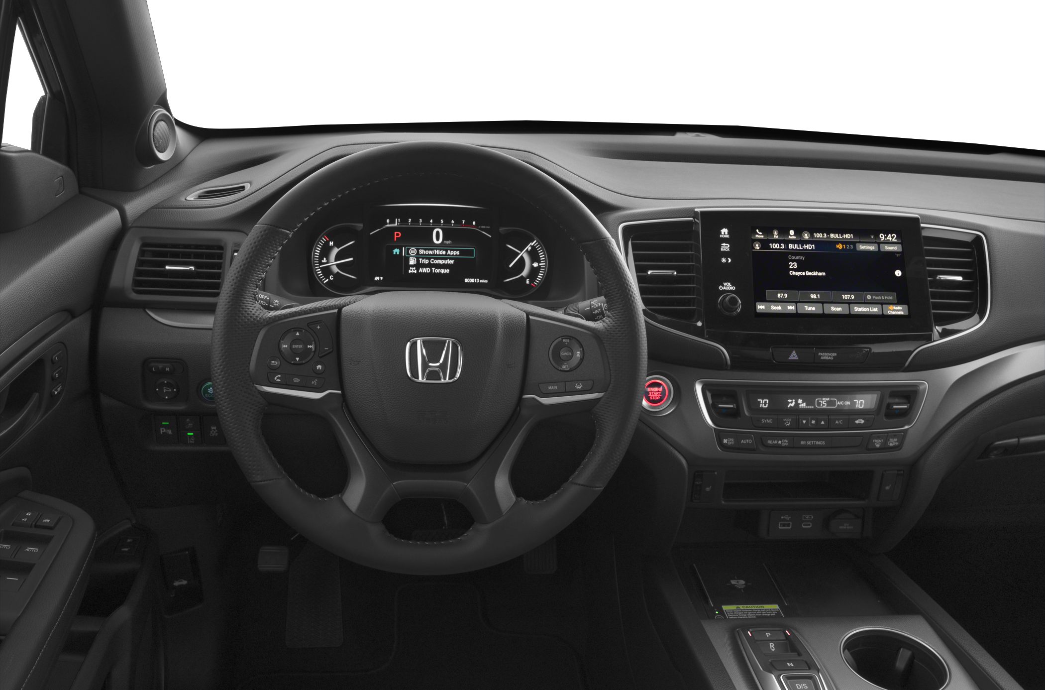 Digital dashboard, multifunction steering wheel, infotainment screen