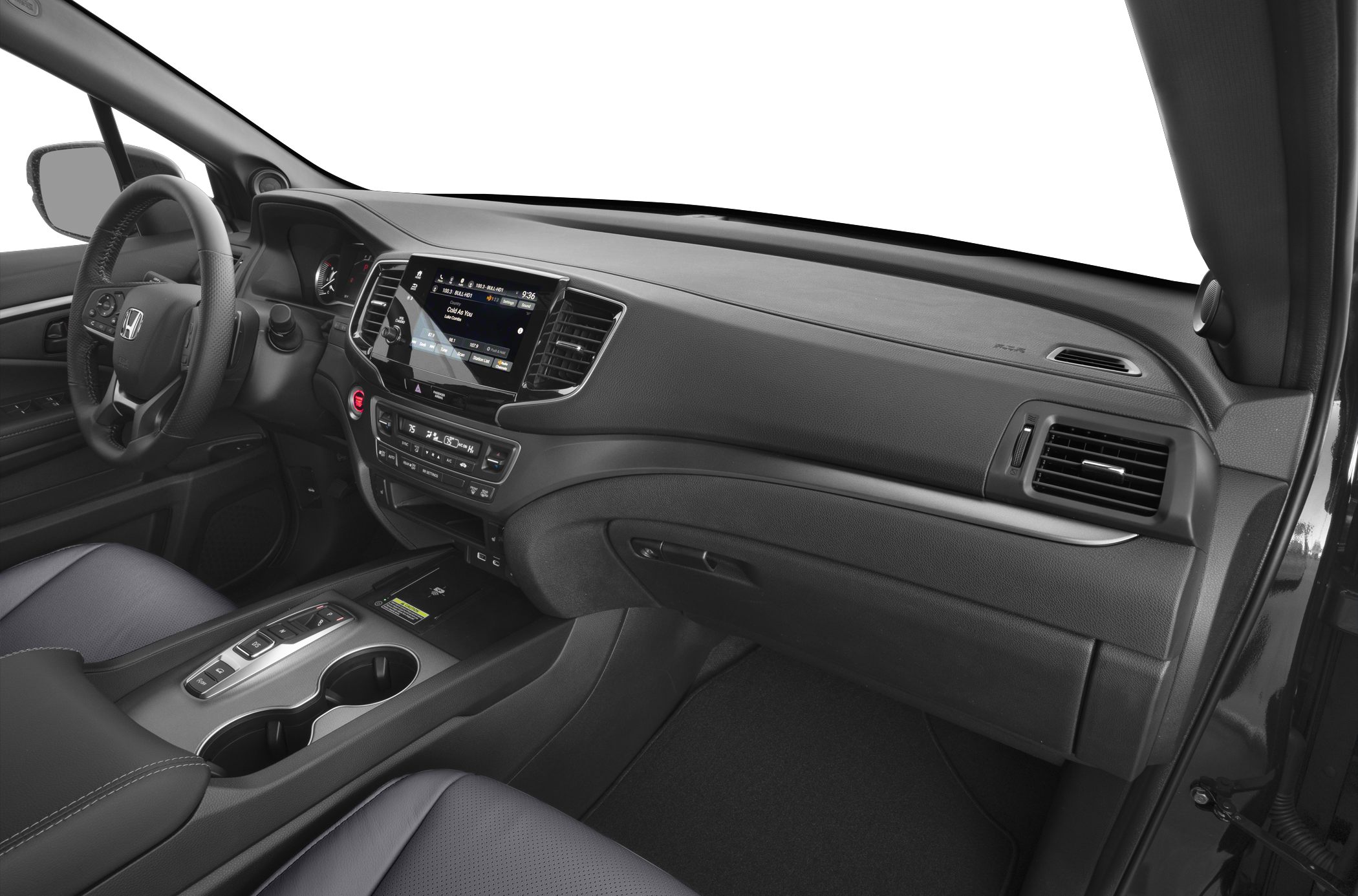 Modern car interior dashboard and touchscreen center console