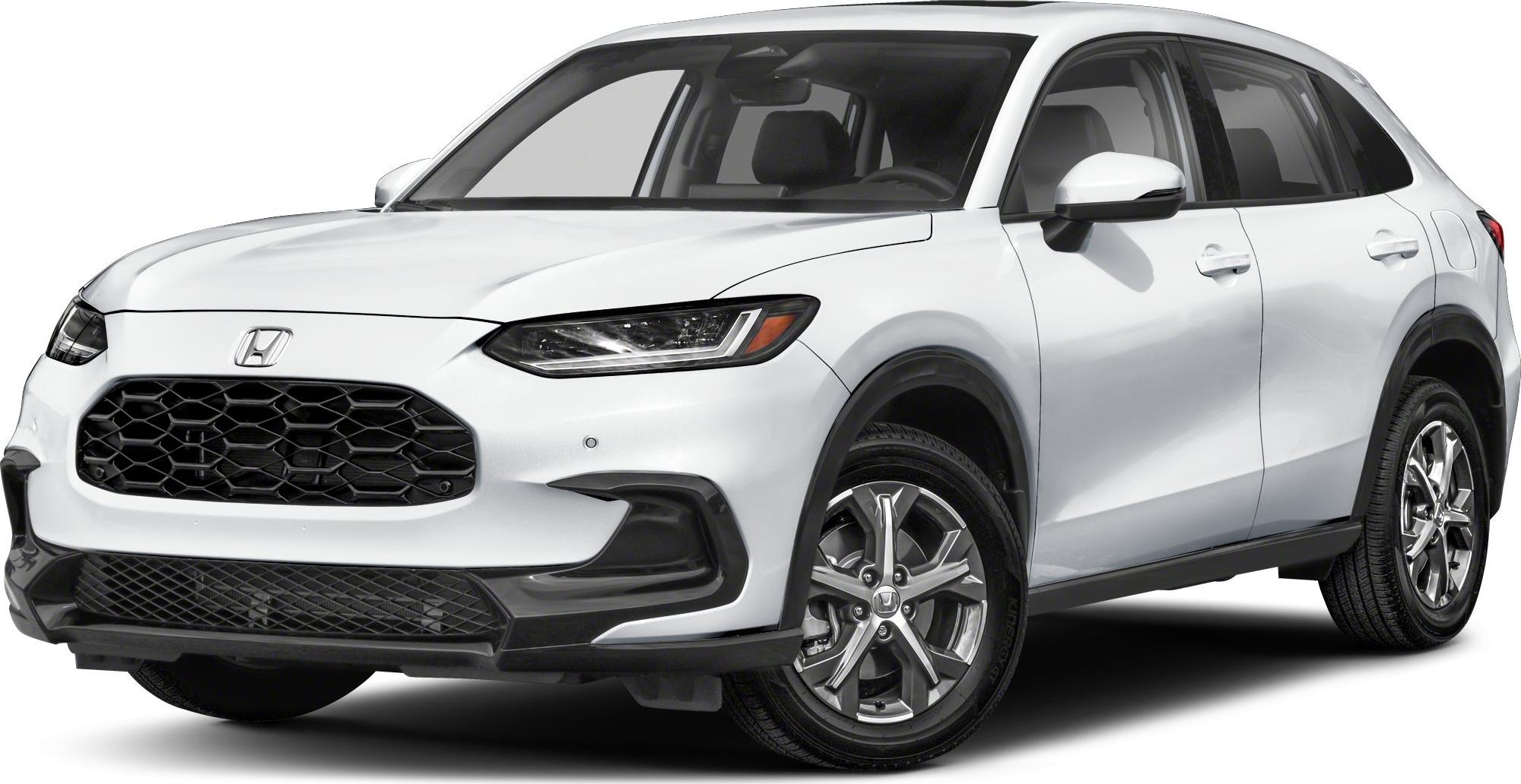 White compact SUV with black honeycomb grille and sharp LED headlights