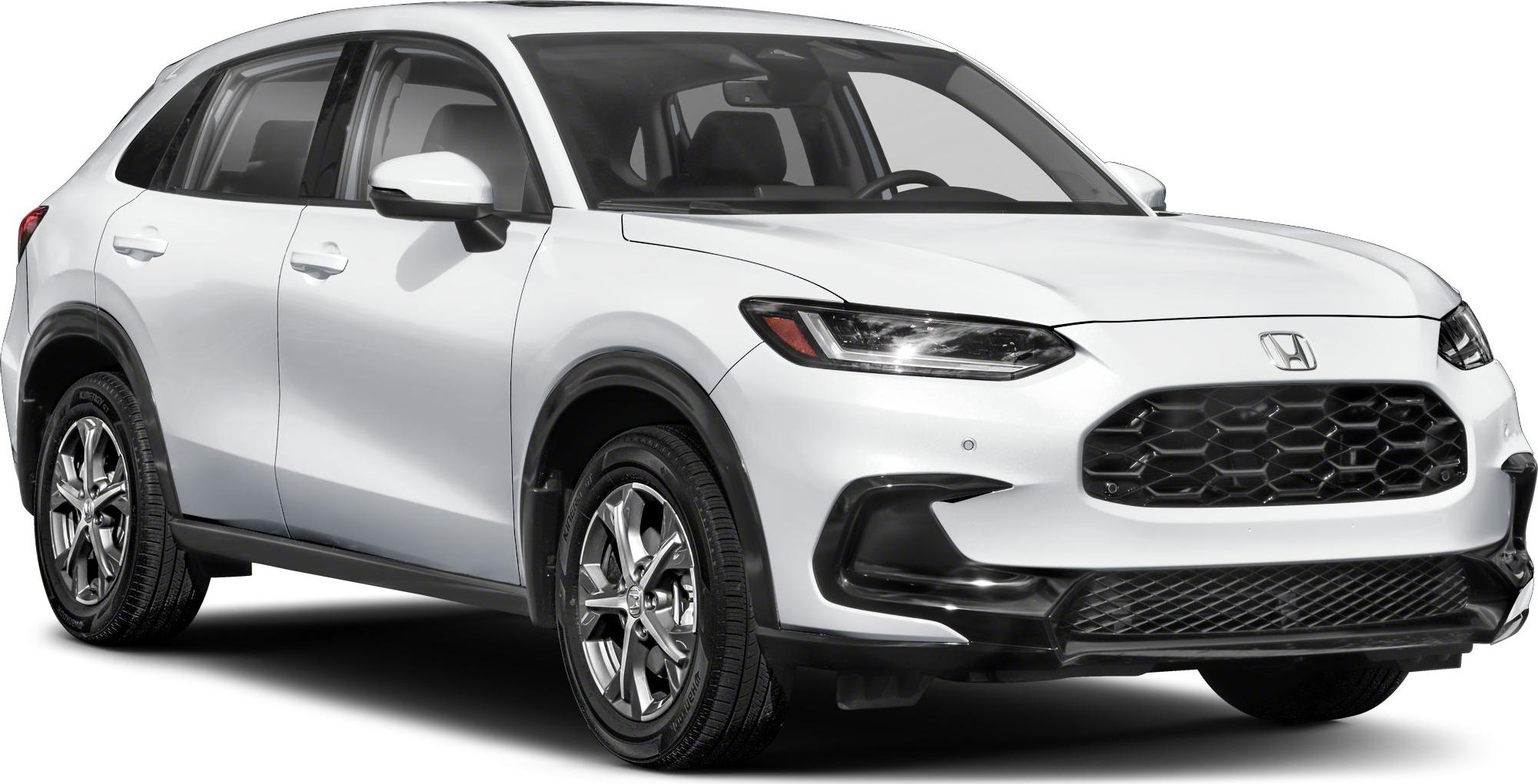 Front side view with LED headlights and hexagonal grille