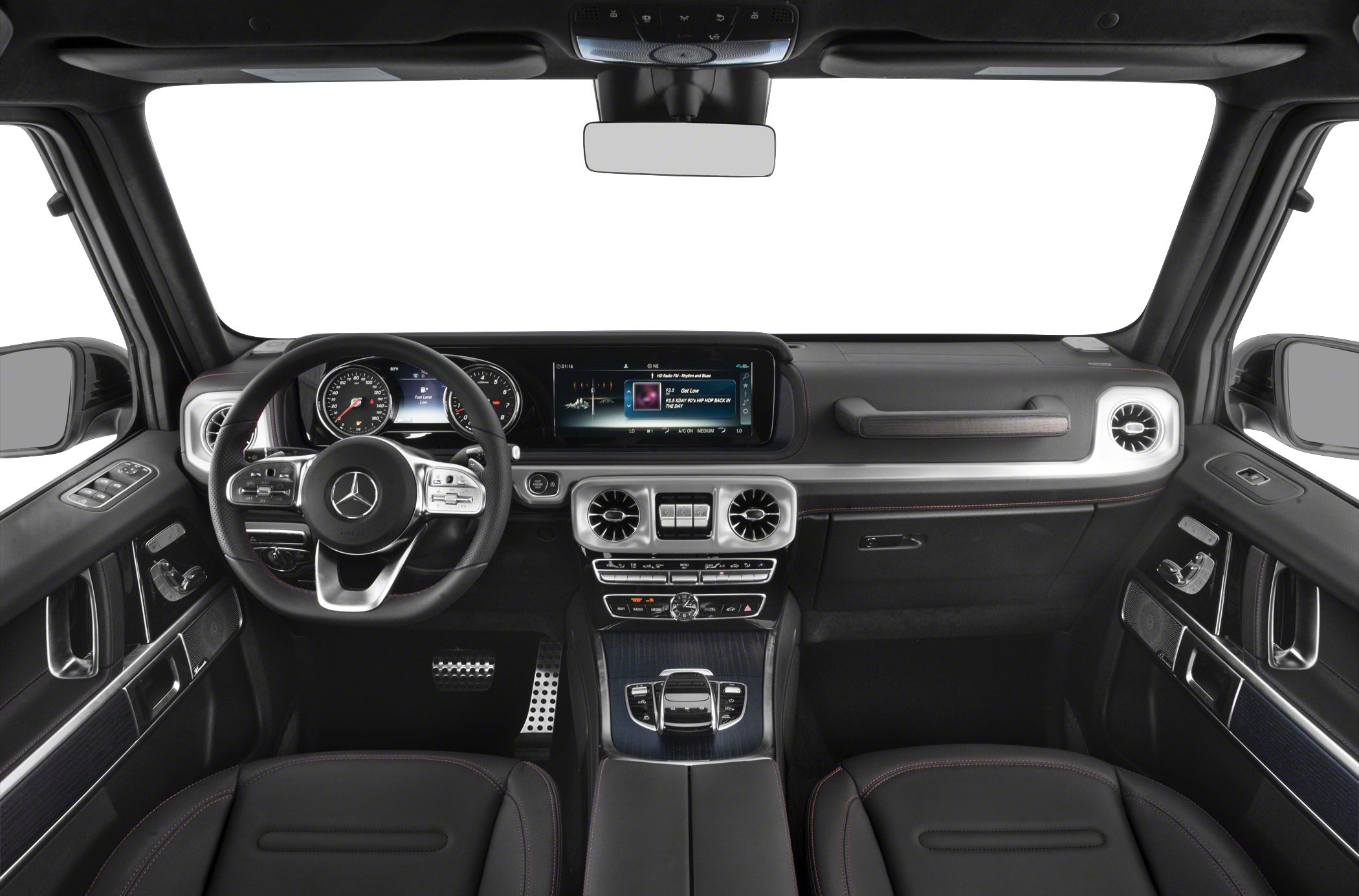 Luxury dashboard and steering wheel with digital display and modern controls
