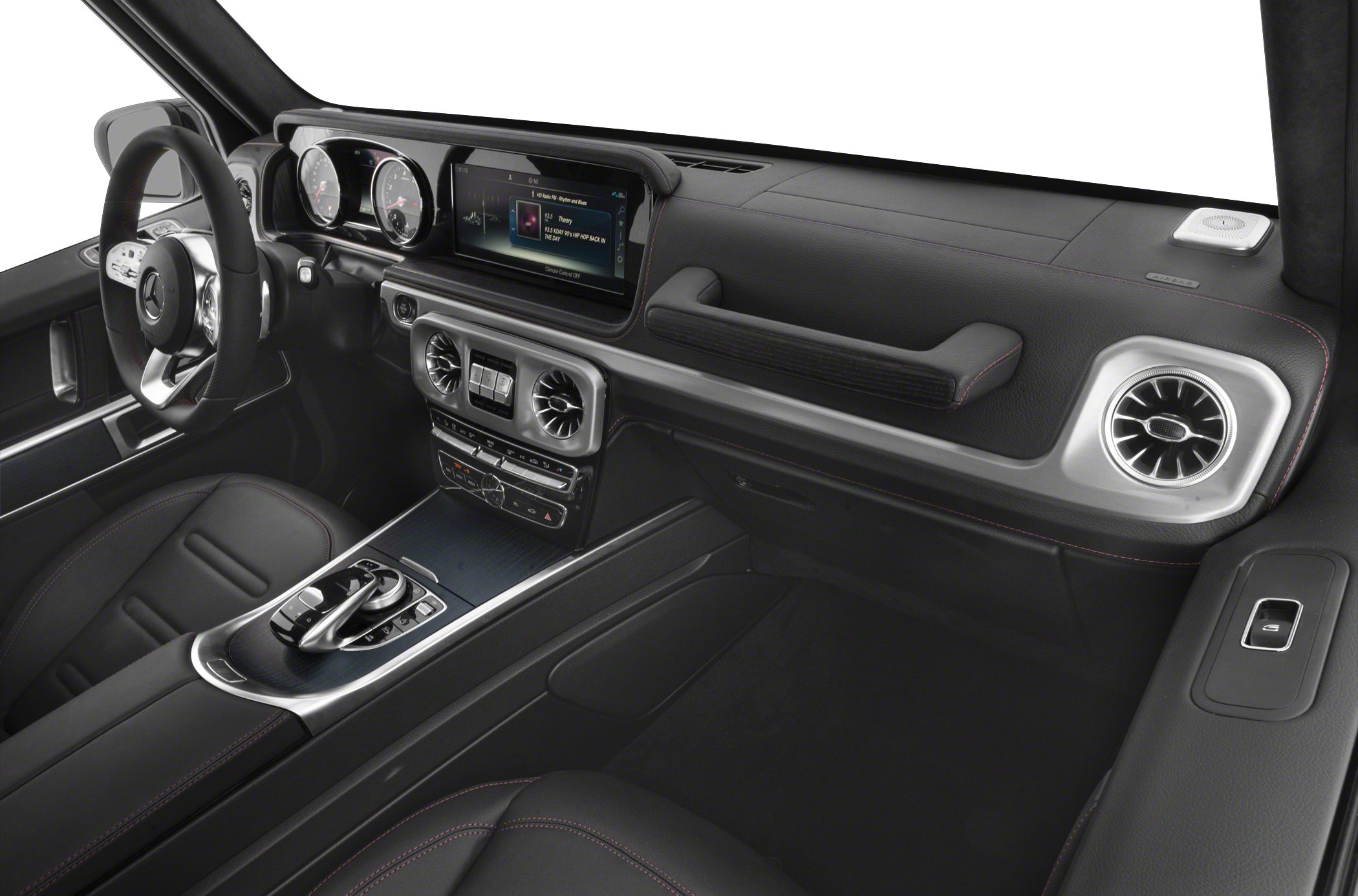 Luxury SUV interior with digital dashboard and advanced center console