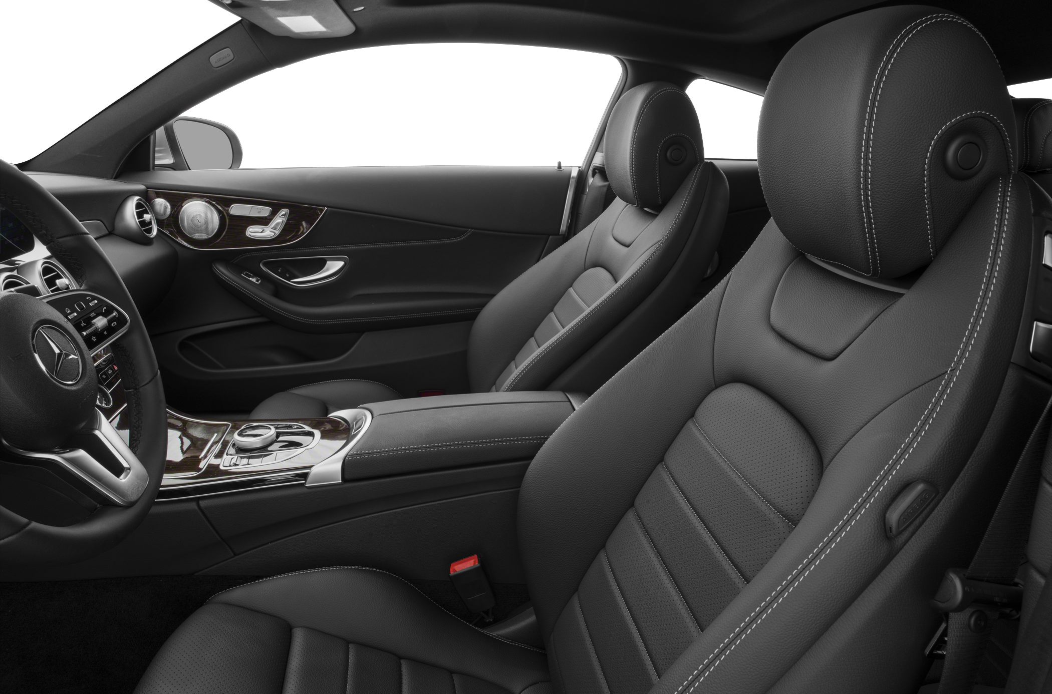 Luxury leather seats and detailed interior trim with advanced controls