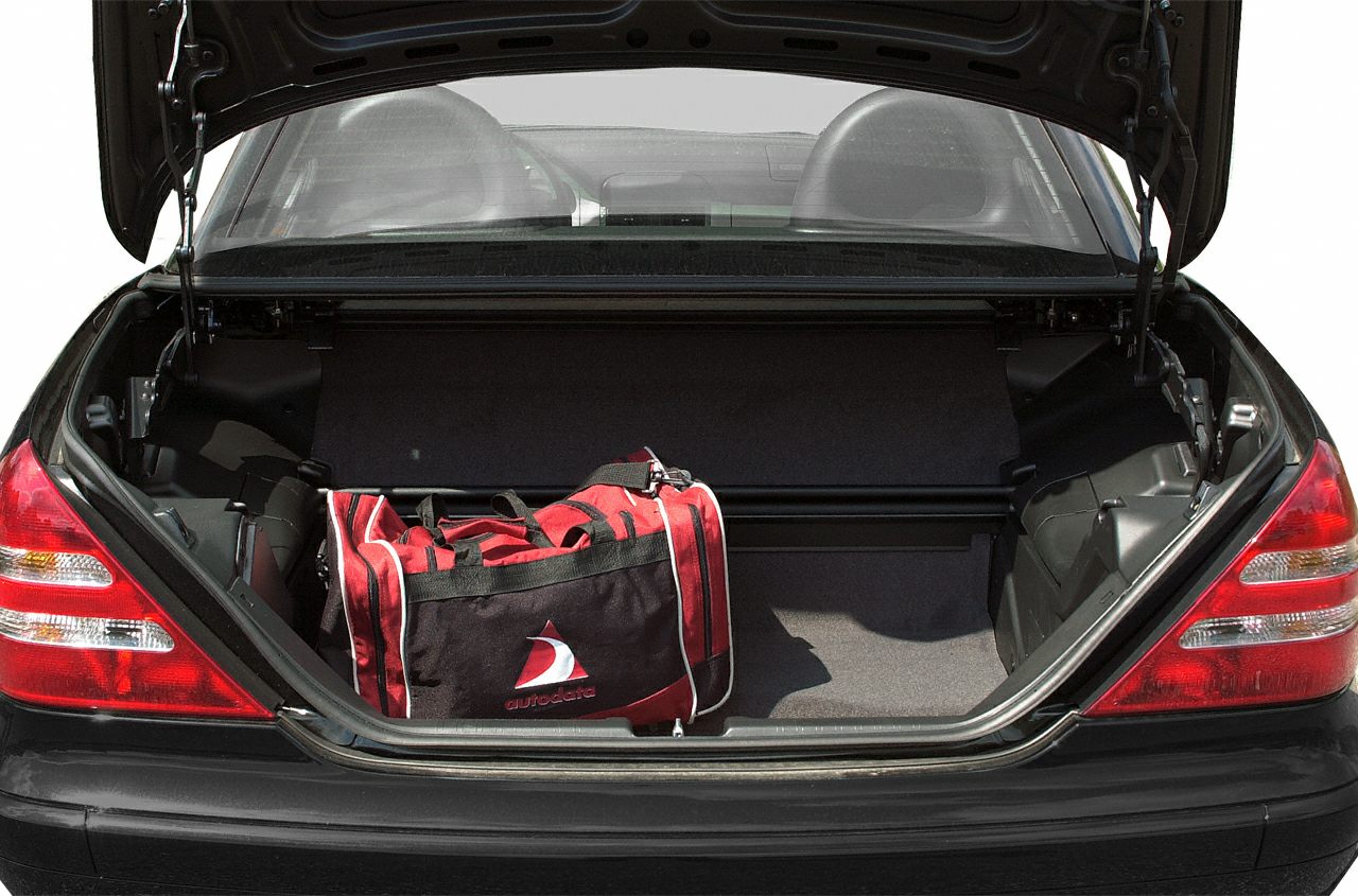 Open trunk with red-black bag inside
