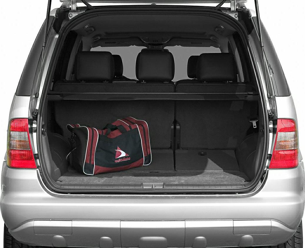 Open trunk with spacious cargo area and rear seat headrests