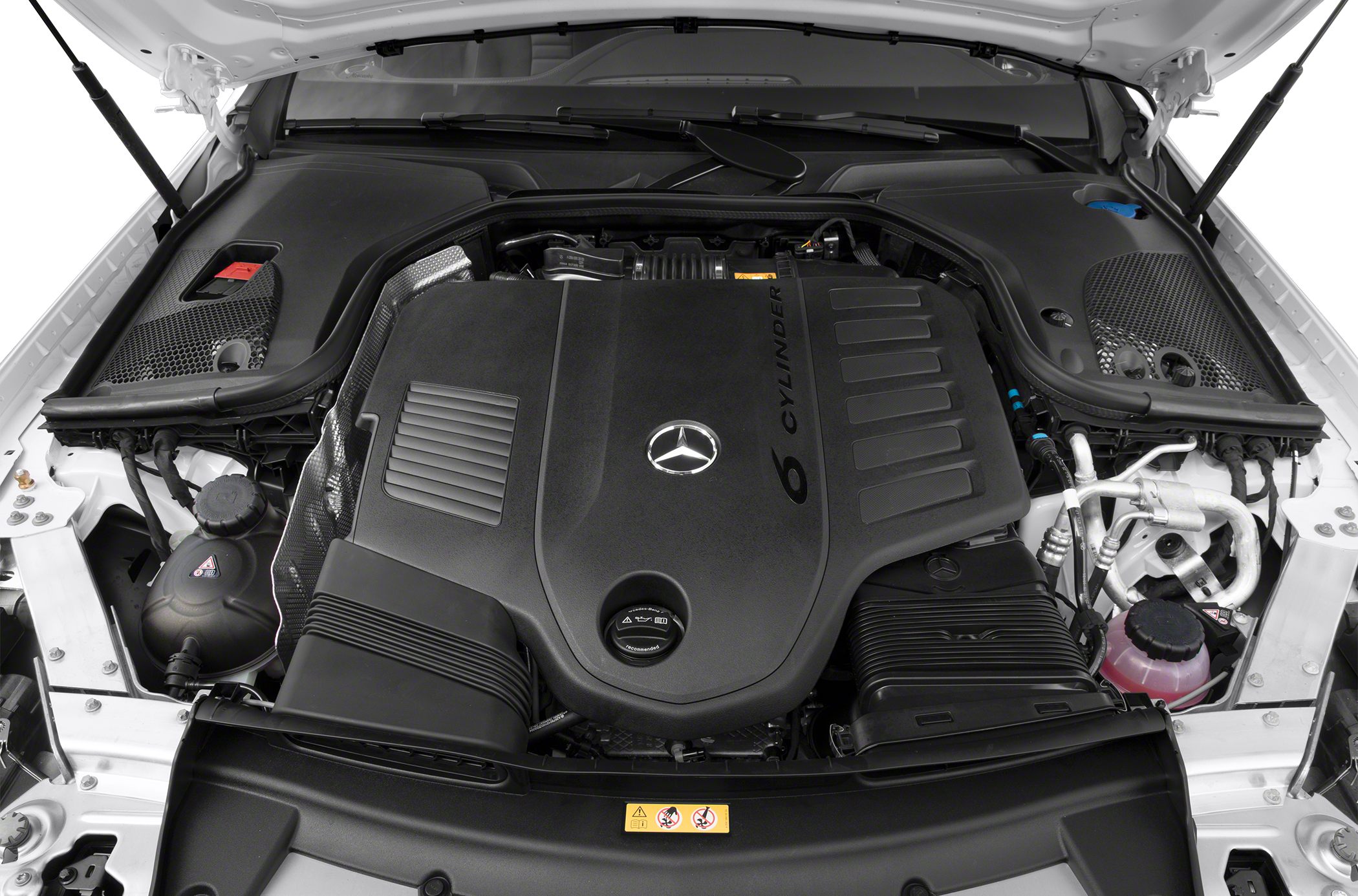 Detailed inline 6-cylinder engine with Mercedes-Benz emblem