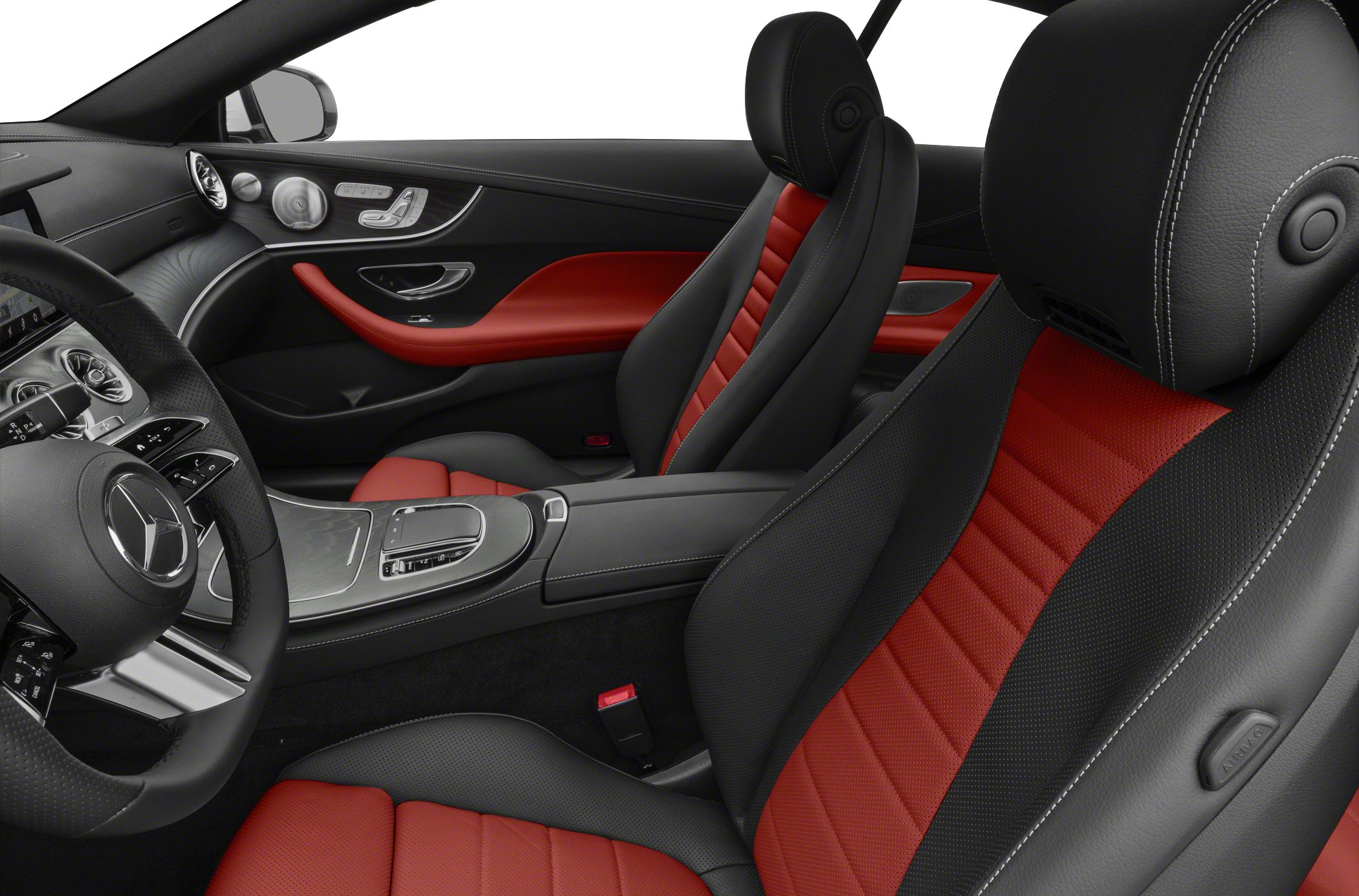 Black and red leather sport seats and modern interior design