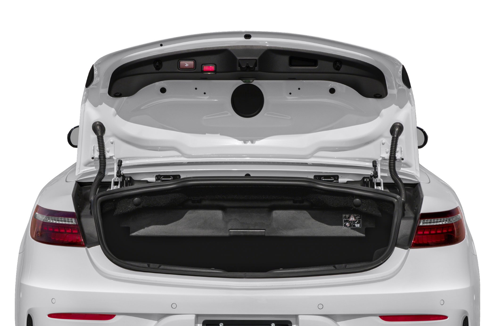 Open rear trunk with visible interior and structural components