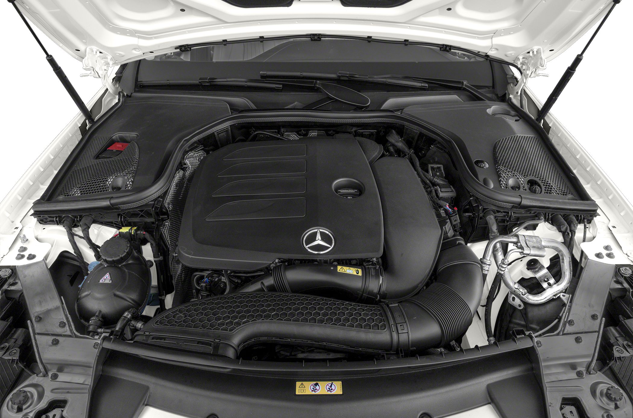 Engine bay with engine cover and air intake system