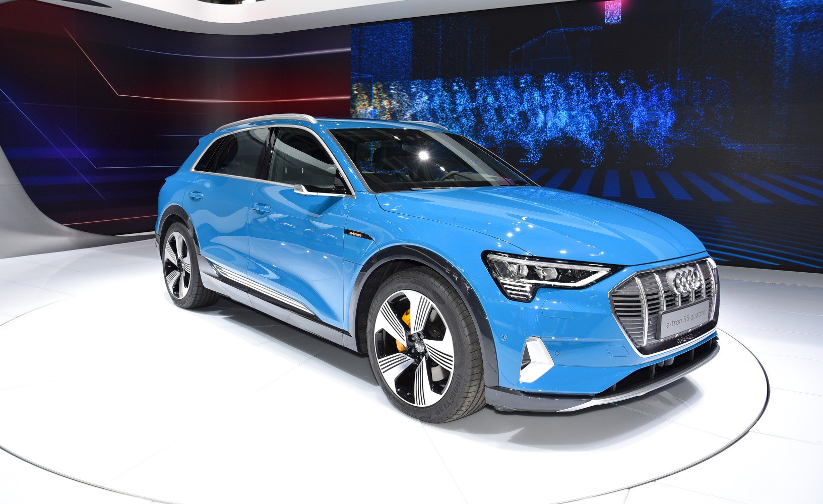 Electric SUV with LED headlights and modern dual-tone alloy wheels