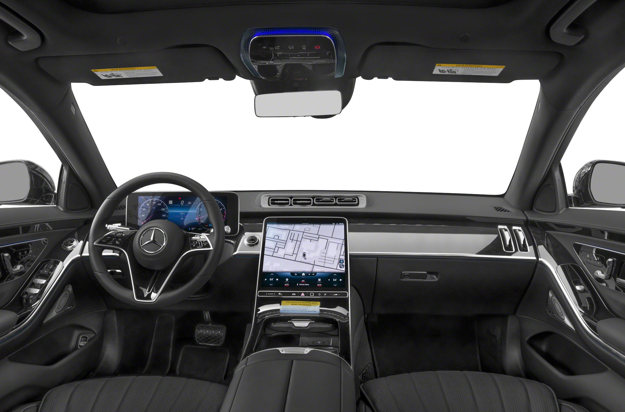 Dual digital displays, modern steering wheel, premium interior trim