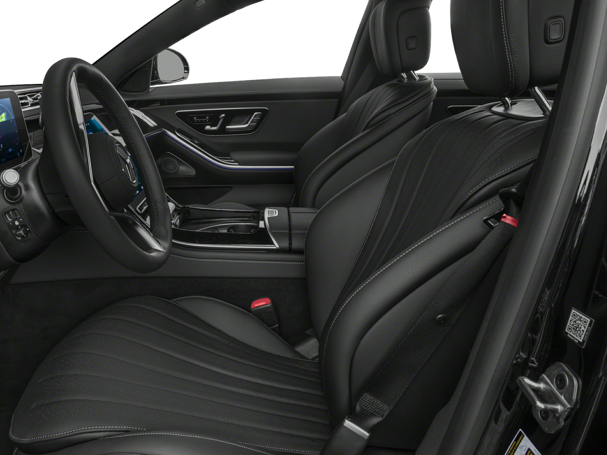 Luxury black leather seats with sophisticated interior controls.