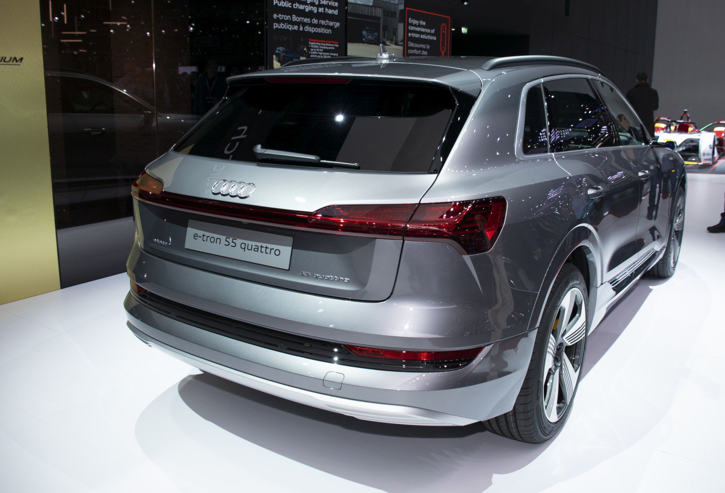 Rear view of electric SUV with LED taillights and modern styling
