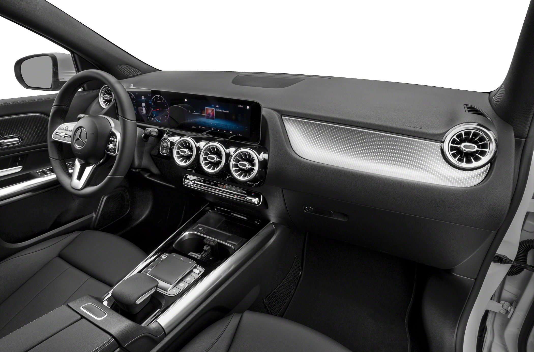 Digital dashboard, circular air vents, sleek center console