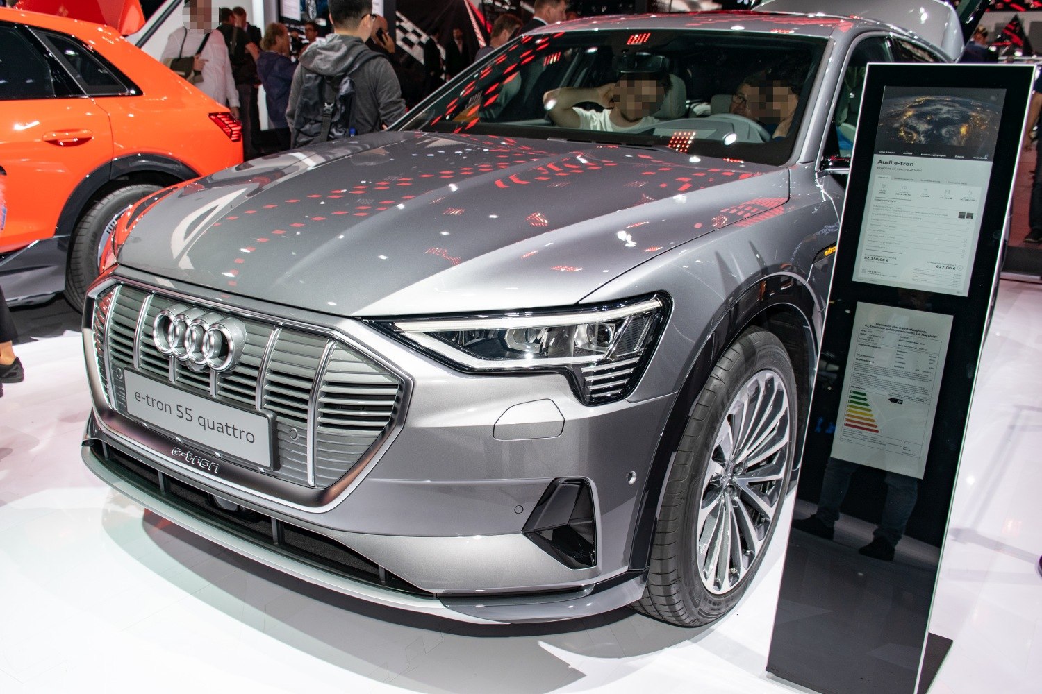 Front grille and LED headlight design in electric SUV