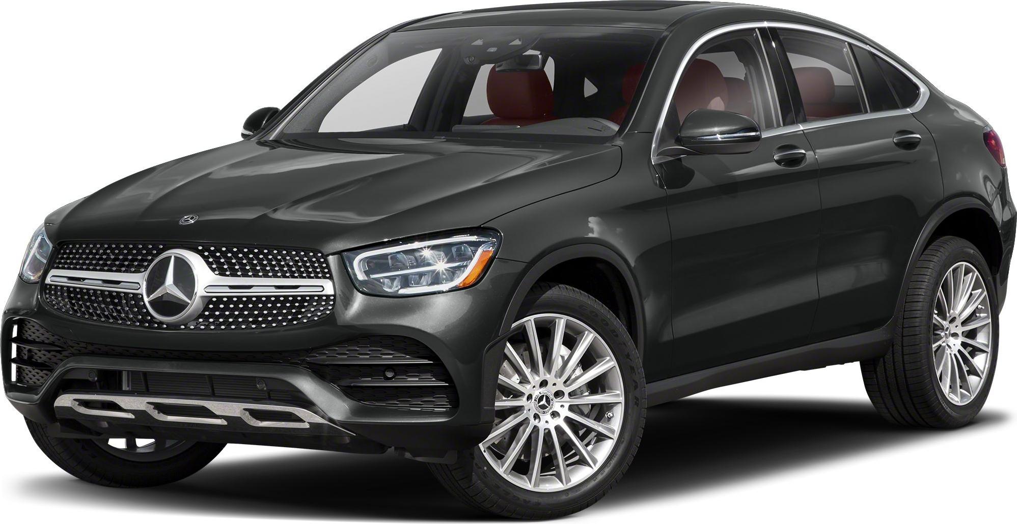 Front view with grille, headlights, and alloy wheels of a sleek SUV coupe.