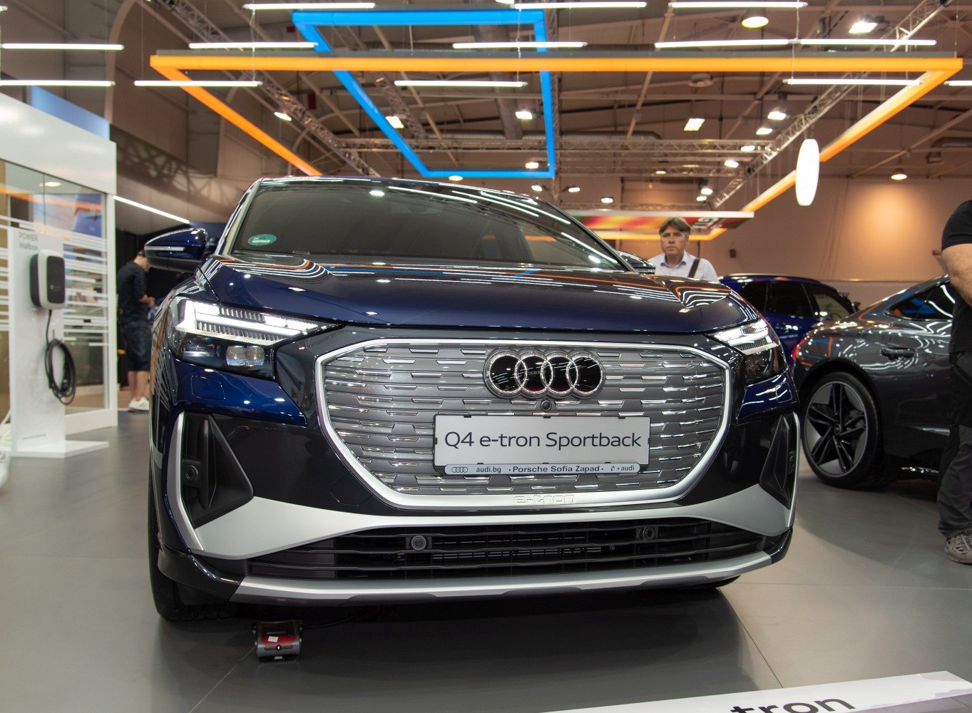 Front grille and LED headlights of a modern SUV