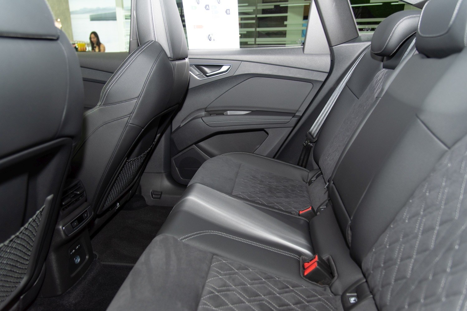 Rear seat interior with premium upholstery and modern design