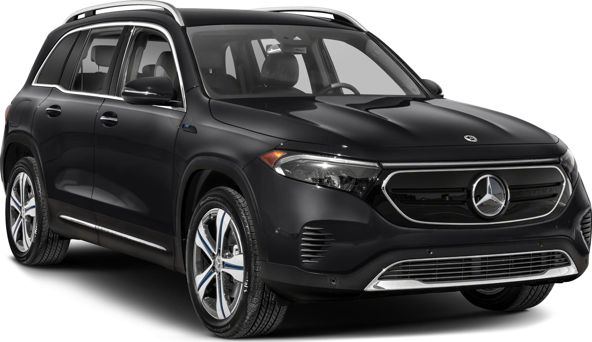 Electric SUV front-side view with modern grille and LED headlights