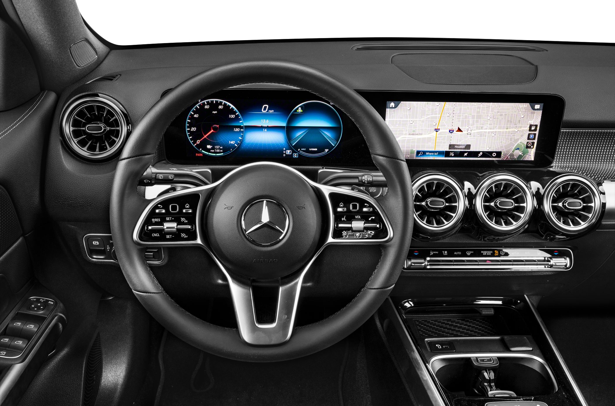 Digital cockpit with dual screens and multifunction steering wheel
