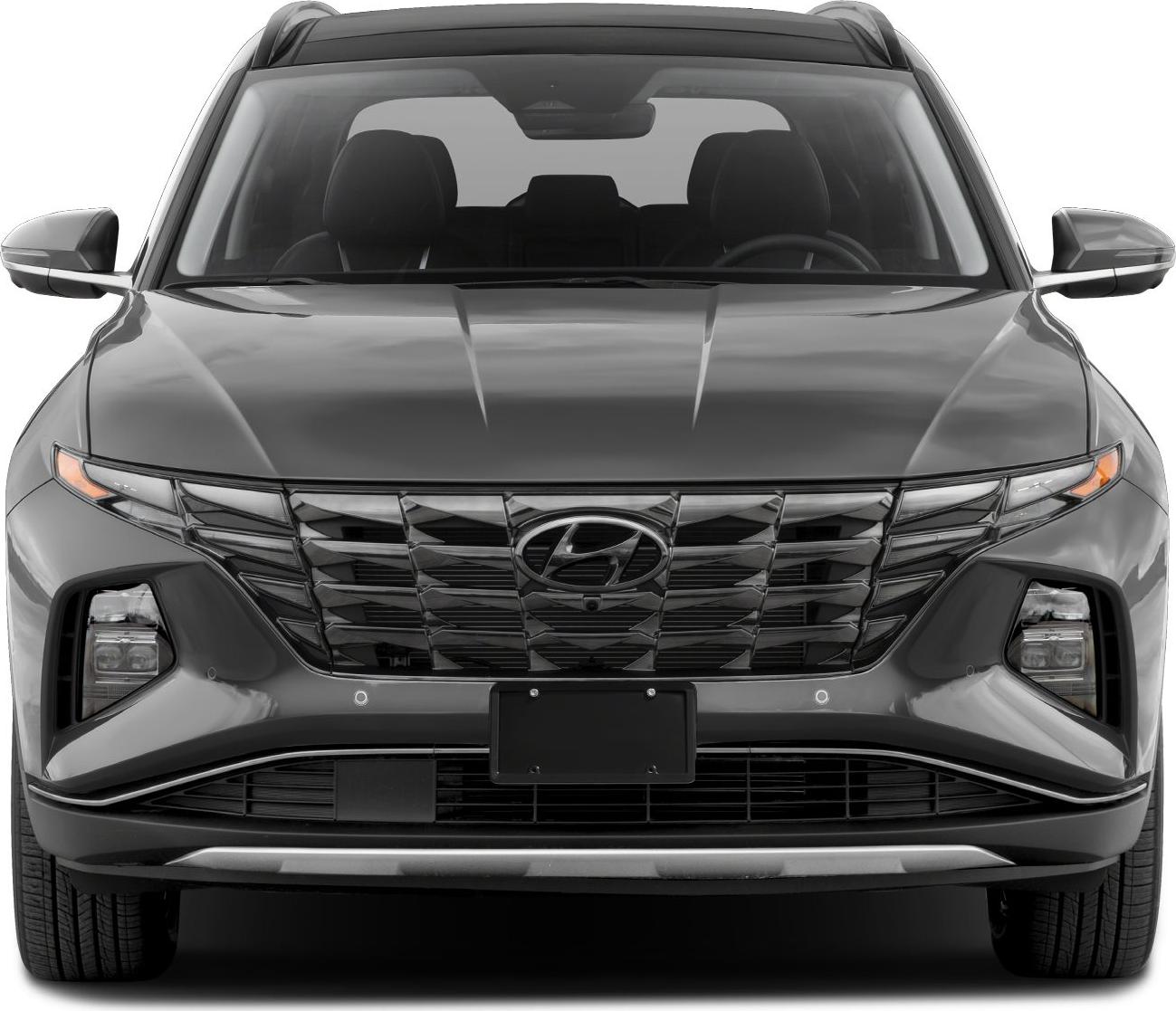 Front view with distinctive grille and headlight design