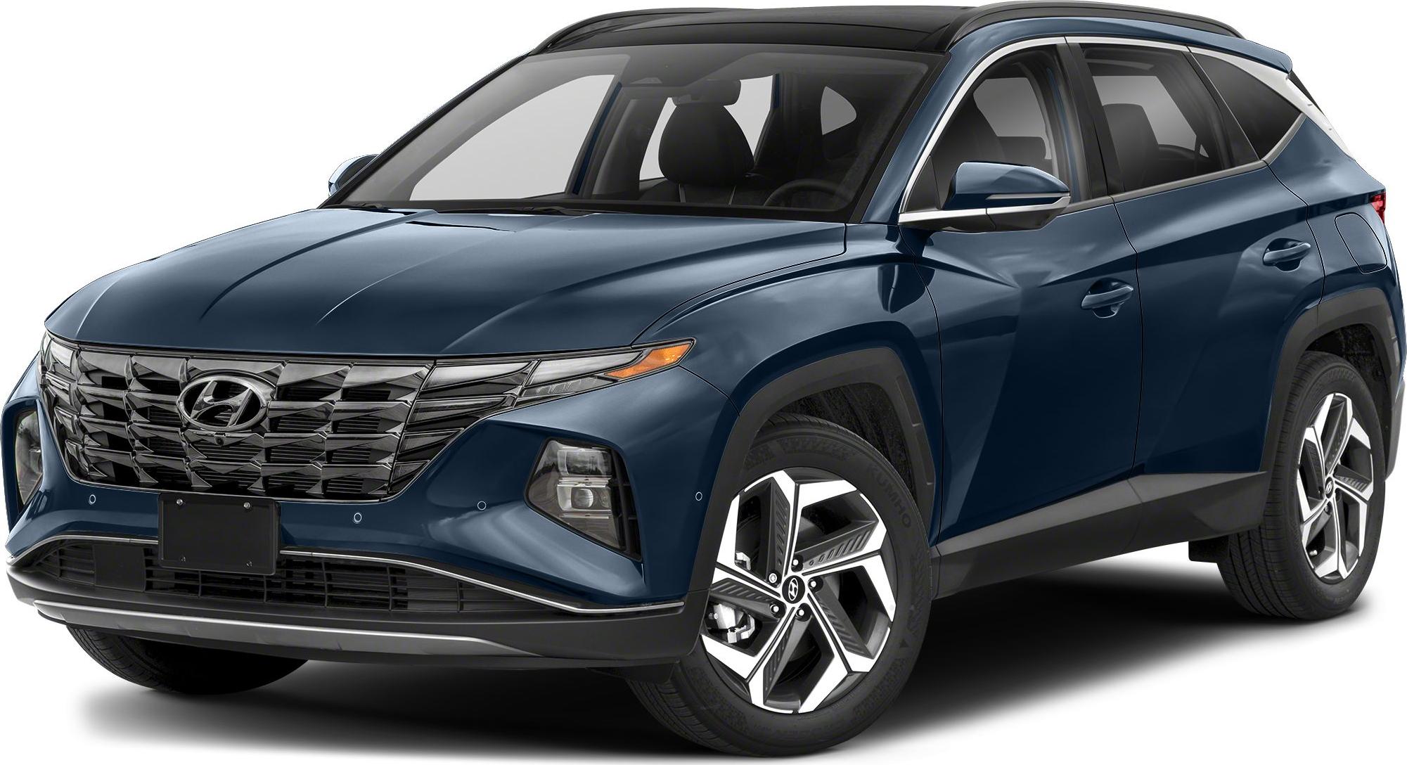 Front grille and side profile of a modern blue SUV
