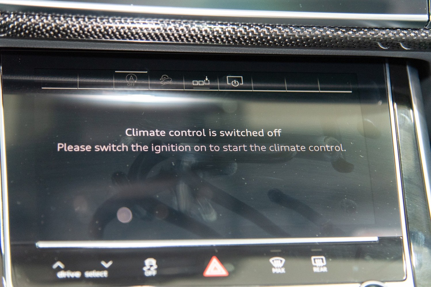 Car climate control system switched off message on digital display